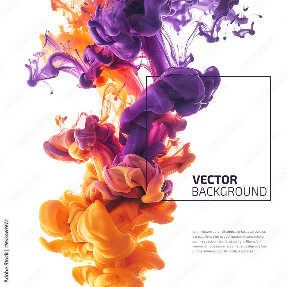 Ink swirling in water. Vector abstract cloud. Abstract banner paints  isolated on white background. Liquid ink. Background for banner, card, poster, poster, identity, web design