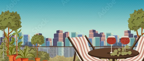 Coctail party and city, banner, background