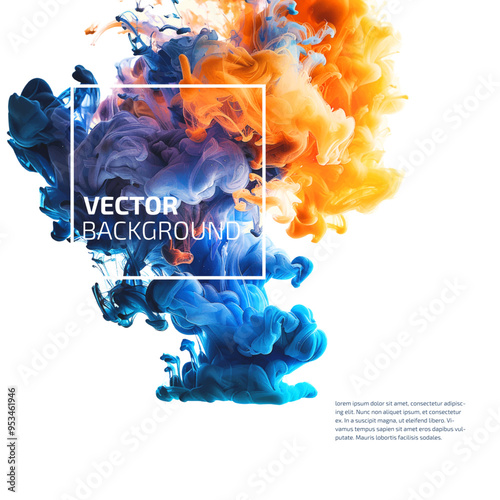 Ink swirling in water. Vector abstract cloud. Abstract banner paints  isolated on white background. Liquid ink. Background for banner, card, poster, poster, identity, web design
