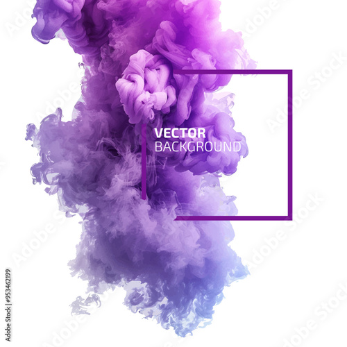 Violet ink swirling in water. Vector abstract cloud. Abstract banner paints  isolated on white background. Liquid ink. Background for banner, card, poster, poster, identity, web design