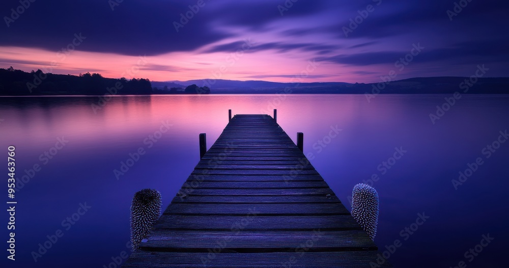 Obraz premium old wooden dock on the edge of Lake