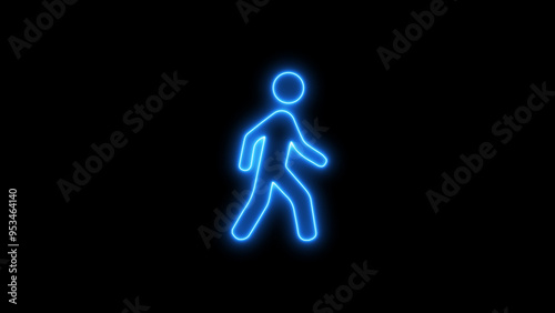 man icon. neon and glowing people sign icon. User icon in flat style. man walk icon.