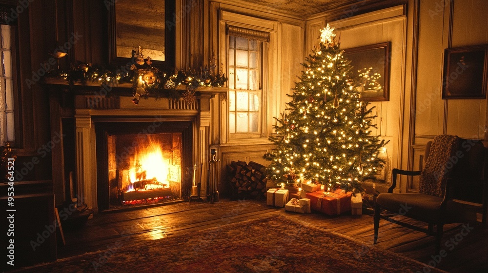 Christmas tree by the Fireplace Christmas tree by the Fireplace