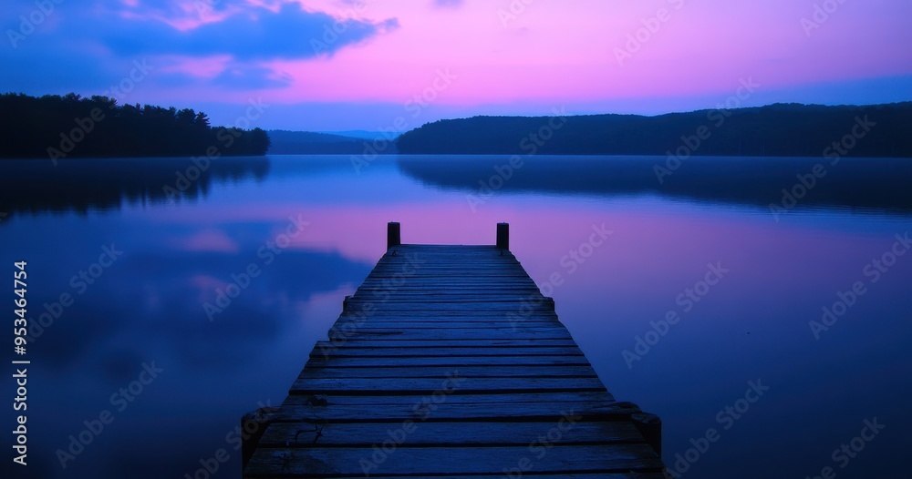 Obraz premium old wooden dock on the edge of Lake