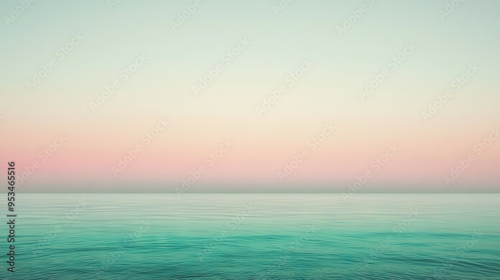 A vast expanse of water with a vibrant pink and azure sky in both the backdrop and foreground A vast expanse of water with a vibrant pink and azure sky in both the backdrop and foreground
