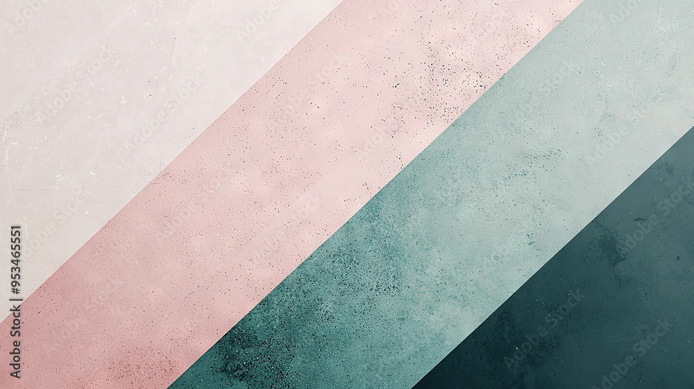 Fototapeta premium A pink, blue, and green striped wallpaper with a black cat sitting on the corner of the wall