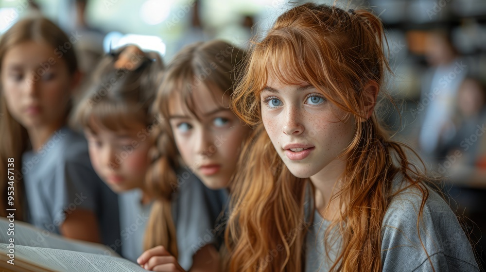 Engulfed in an academic environment, young women show remarkable dedication and focus in their class, demonstrating the essence of school learning. Engulfed in an academic environment, young women show remarkable dedication and focus in their class, demonstrating the essence of school learning.
