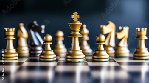 A chessboard with SEO and business strategy pieces, symbolizing the strategic nature of SEO in competitive business