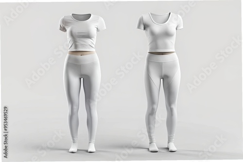 a white Sport top and leggings 3d mockup Generative ai