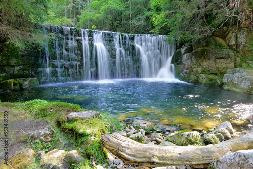 Cascade waterfall on a mountain stream