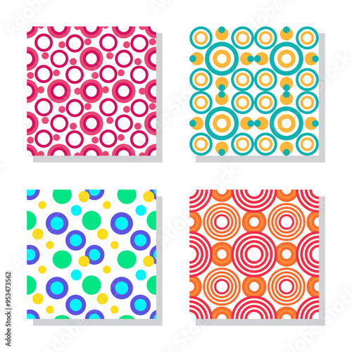 Seamless circle pattern in various sizes, perfect for backgrounds, textiles, and graphic design.