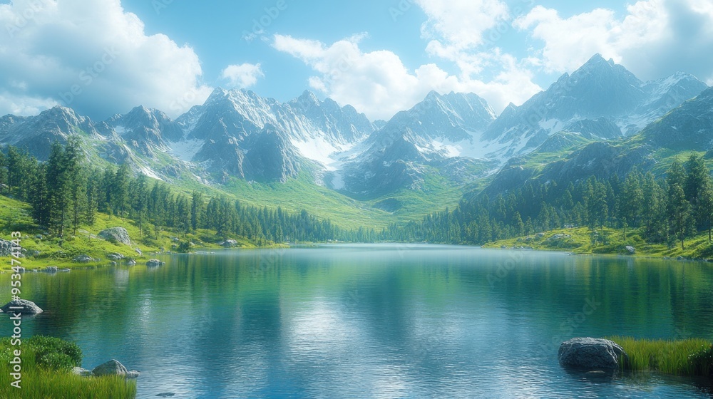 Fototapeta premium Tranquil Mountain Lake
