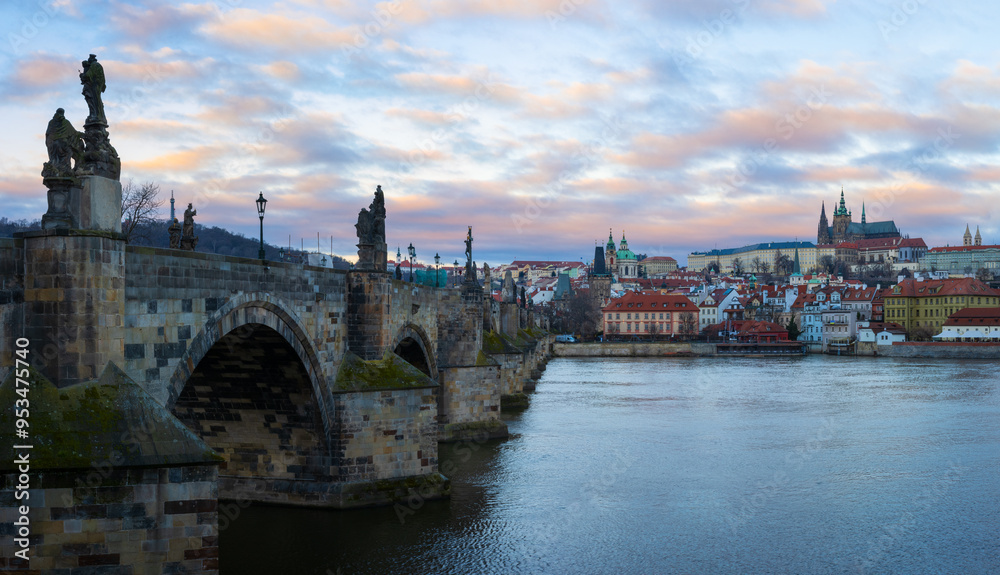 Sunrise on Charles bridge in Prague, Czech Republic Sunrise on Charles bridge in Prague, Czech Republic