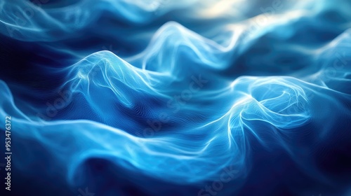 Adorable abstract fog waves, symbolizing new life, rhythmically arranged on a futuristic fractal background, 3D rendering