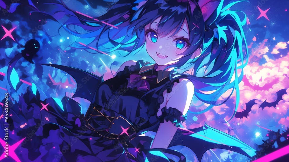 ハロウィンのコスプレをしたアニメ調の美少女 ハロウィンのコスプレをしたアニメ調の美少女