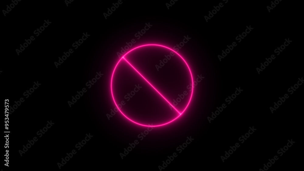 No sign icon. warning labels. Crossed Circle on black background. No sign icon. warning labels. Crossed Circle on black background.
