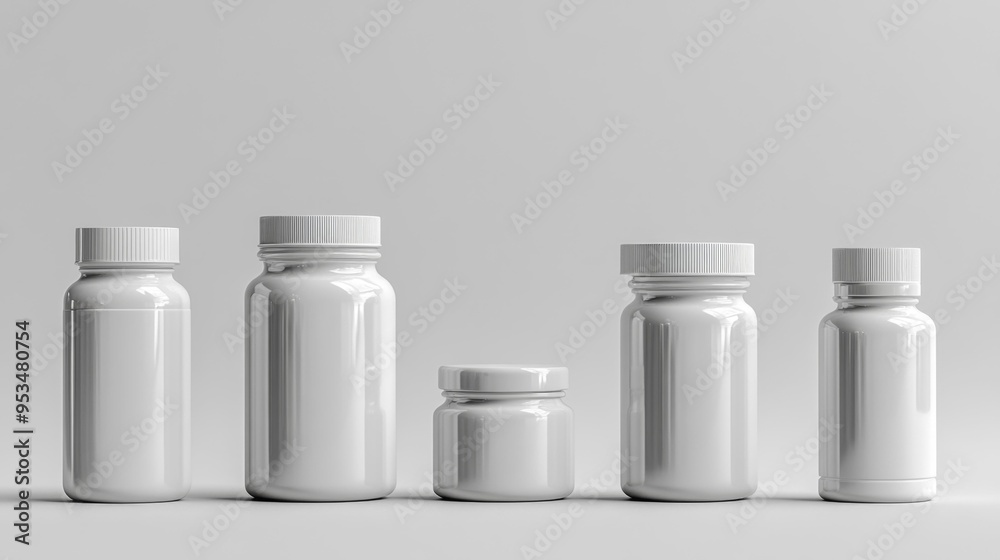 Set of Various Blank Bottles for Product Mockups Generative AI