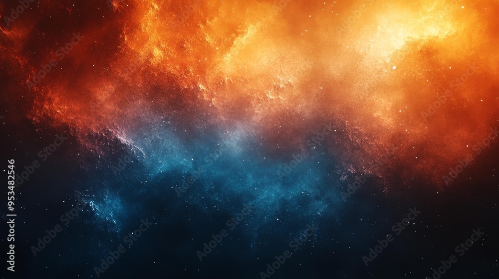 Fiery Orange and Blue Nebula Generative AI Fiery Orange and Blue Nebula Generative AI