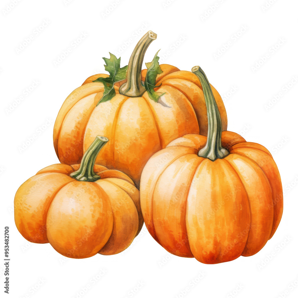 Fototapeta premium Watercolor Orange Pumpkin Isolated on a Transparent Background
