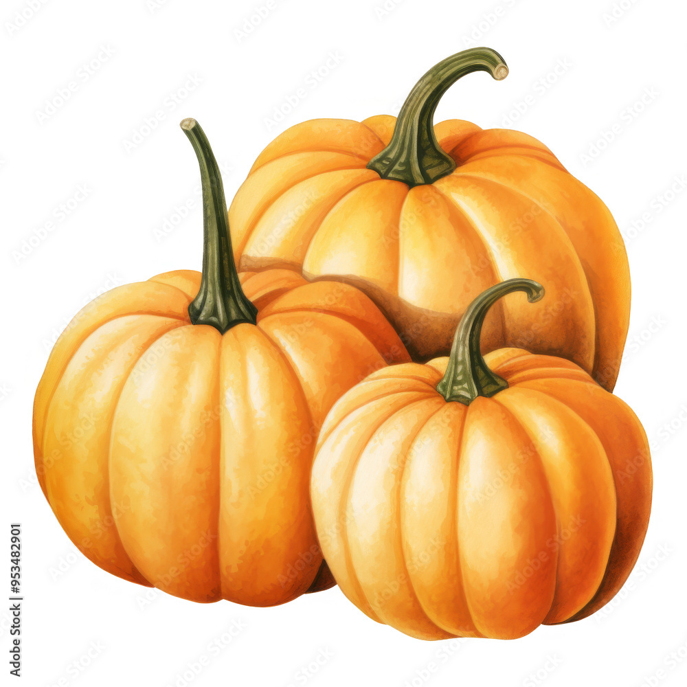 Fototapeta premium Watercolor Orange Pumpkin Isolated on a Transparent Background