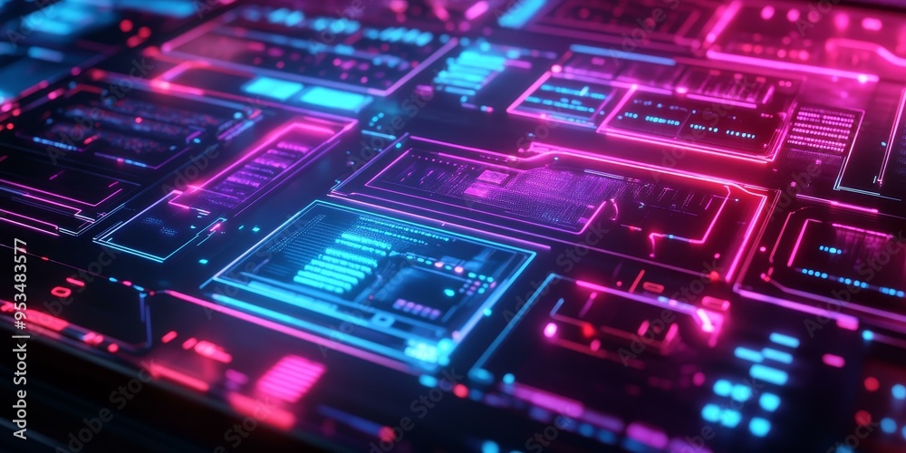 A futuristic neon glowing interface. A futuristic neon glowing interface.