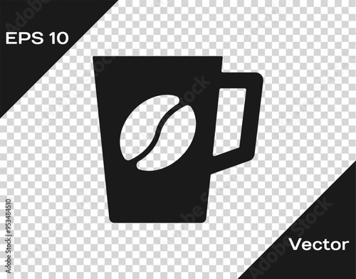 Black Coffee cup icon isolated on transparent background. Tea cup. Hot drink coffee. Vector