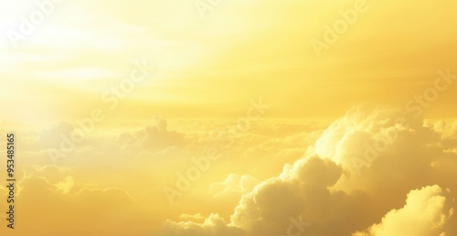 soft yellow sky with clouds in the background