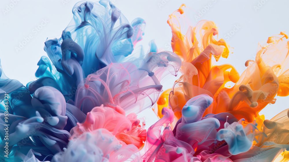 Obraz premium Captivating Ink Drops Create Artistic Floral Patterns in Water A Futuristic Visual Experience
