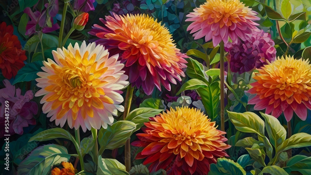 A close-up oil painting titled A close-up oil painting titled