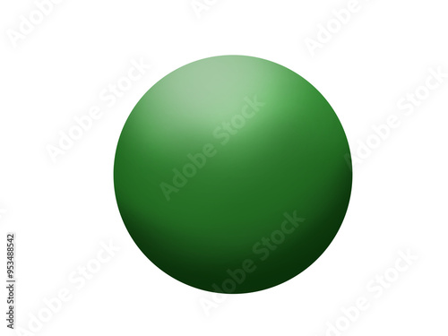 Green ball, 3D green circle shape, illustration without background. Object for use in various graphic design works.