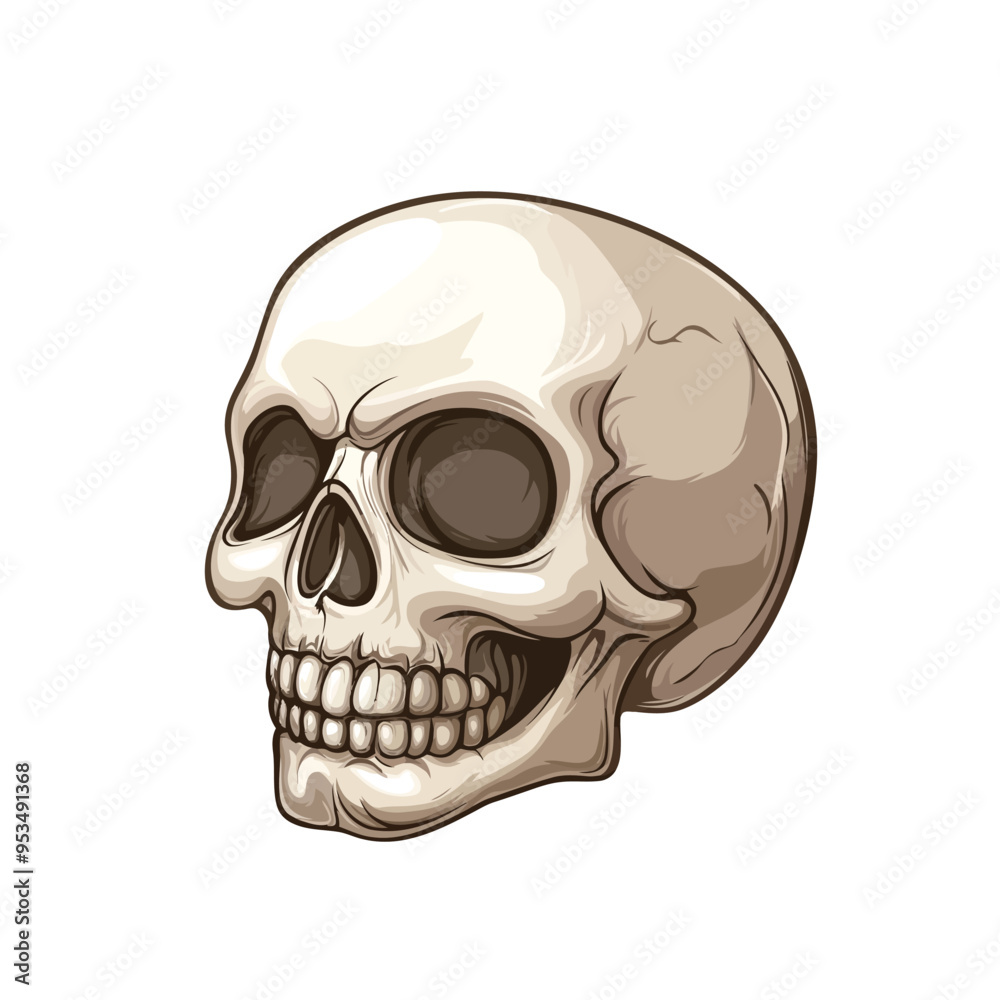 Fototapeta premium Skull Head illustration design using hat, viking, and smoke for resource design