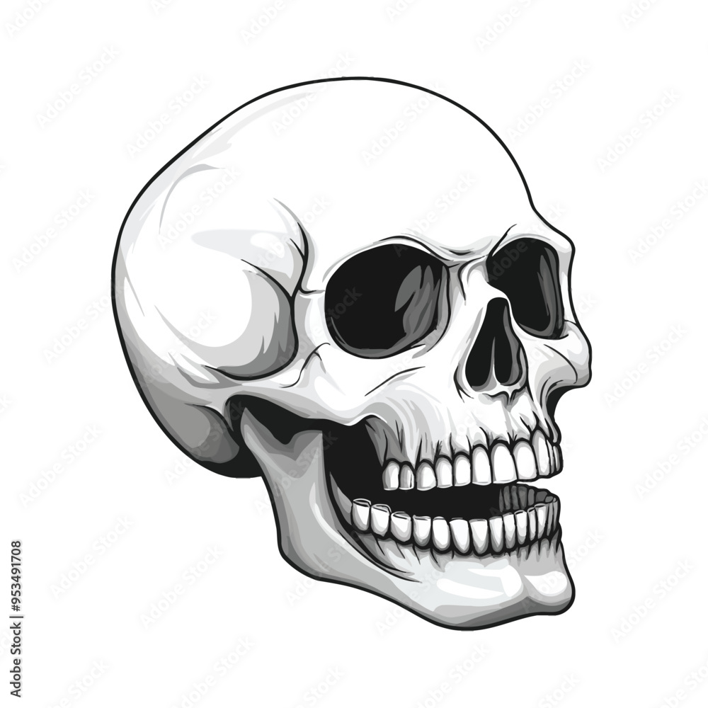 Fototapeta premium Skull Head illustration design using hat, viking, and smoke for resource design