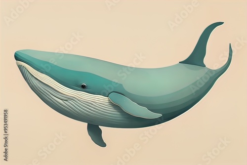 Blue whale isolated on a solid clor background. ai generative photo