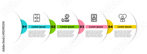 Set line Football field, shoes, or soccer card and player. Business infographic template. Vector