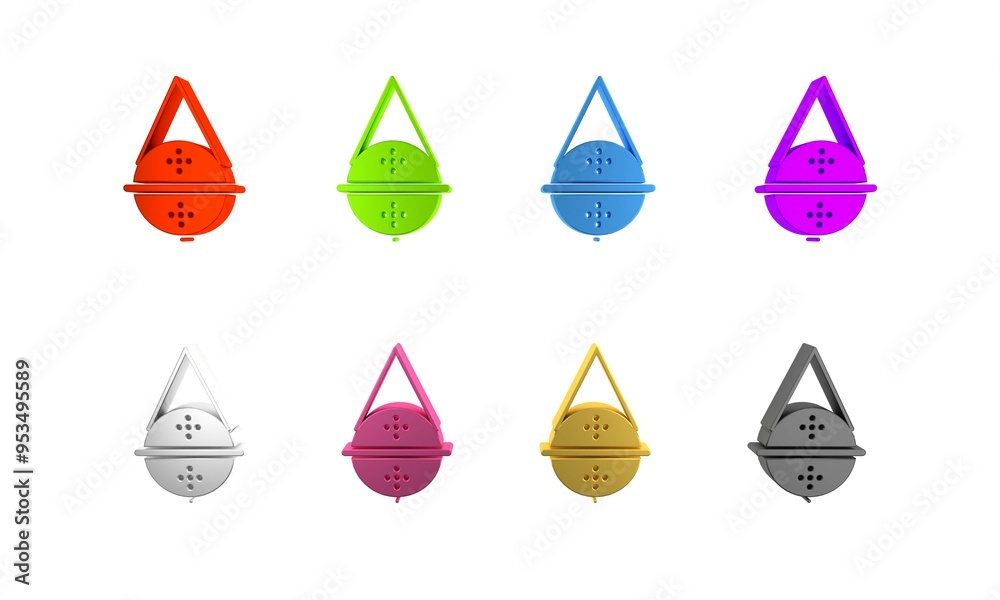 Colorful Ball tea strainer icon isolated on white background. Minimalism concept. 3D render illustration Colorful Ball tea strainer icon isolated on white background. Minimalism concept. 3D render illustration