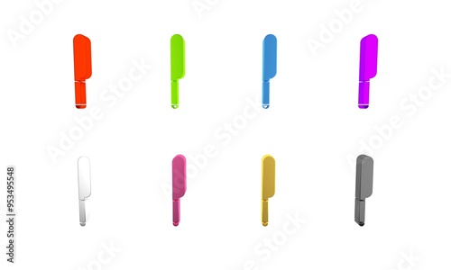 Colorful Knife icon isolated on white background. Cutlery symbol. Minimalism concept. 3D render illustration