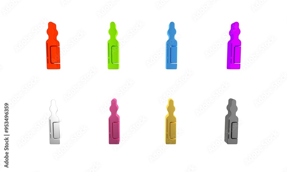 Colorful Pets vial medical icon isolated on white background. Prescription medicine for animal. Minimalism concept. 3D render illustration Colorful Pets vial medical icon isolated on white background. Prescription medicine for animal. Minimalism concept. 3D render illustration