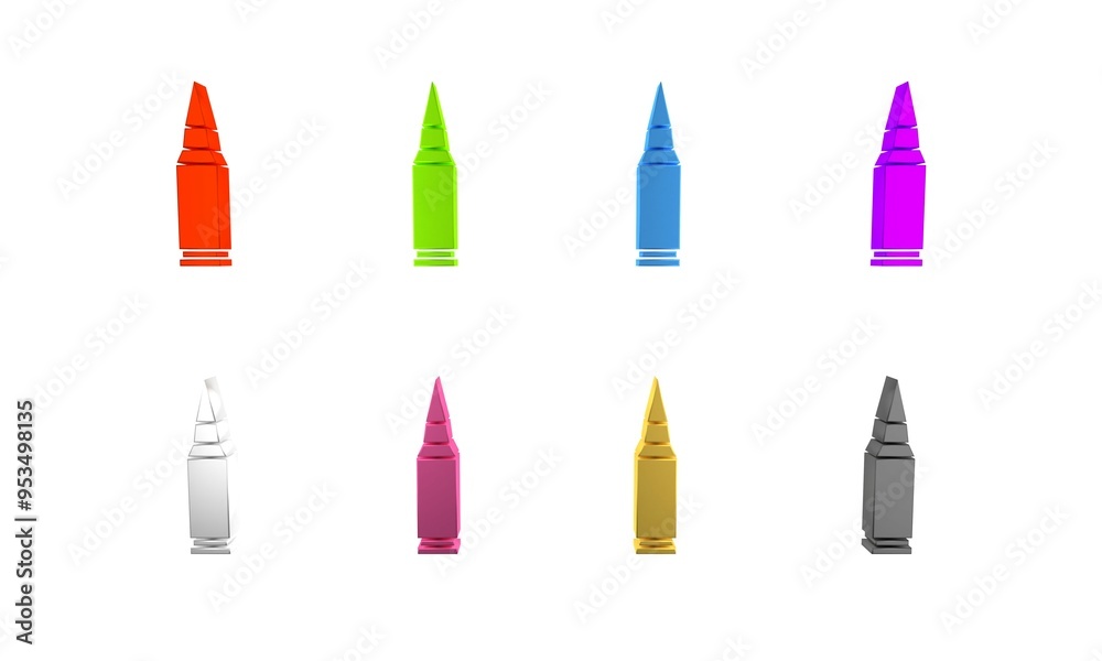 Colorful Bullet icon isolated on white background. Minimalism concept. 3D render illustration Colorful Bullet icon isolated on white background. Minimalism concept. 3D render illustration