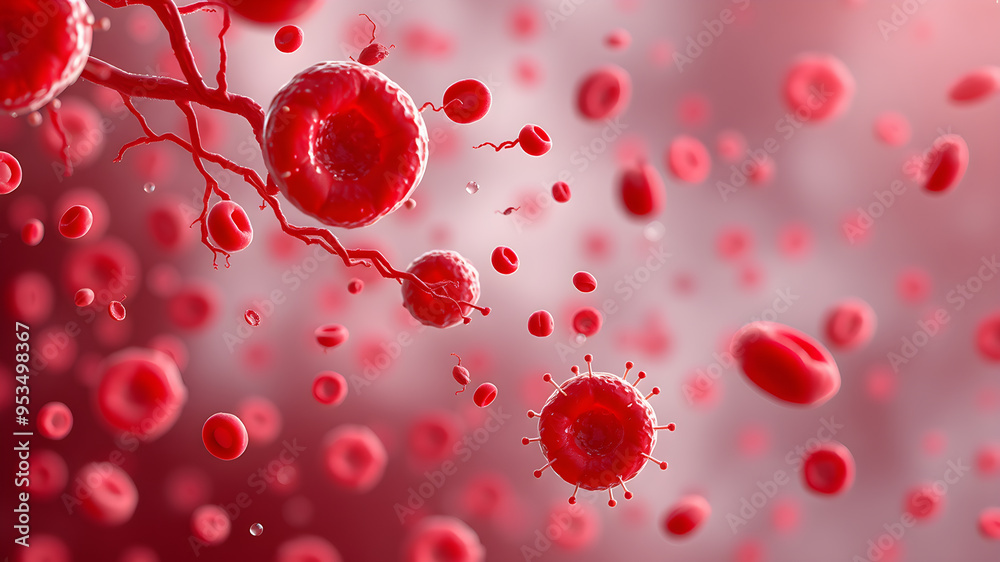 Red Blood Cell in an artery, Blood Flow, medical human health-care Concept Background. Generative AI Red Blood Cell in an artery, Blood Flow, medical human health-care Concept Background. Generative AI