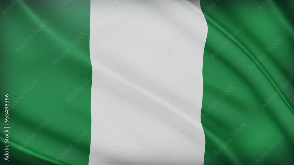Nigeria Flag Waving: 3D Satin Fabric Texture. Realistic 4K Flag of the Republic of Nigeria Nigeria Flag Waving: 3D Satin Fabric Texture. Realistic 4K Flag of the Republic of Nigeria