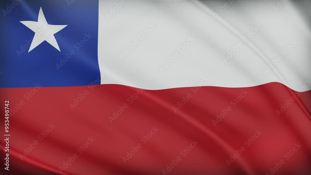 Chile Flag Waving: 3D Satin Fabric Texture. Realistic 4K Flag of the Republic of Chile