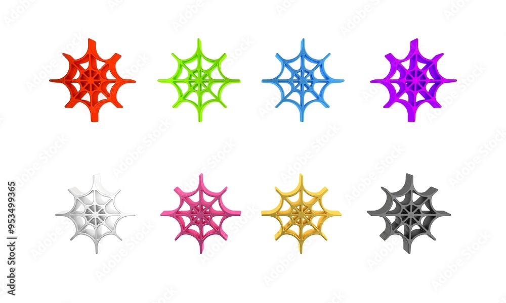 Colorful Spider web icon isolated on white background. Cobweb sign. Happy Halloween party. Minimalism concept. 3D render illustration Colorful Spider web icon isolated on white background. Cobweb sign. Happy Halloween party. Minimalism concept. 3D render illustration