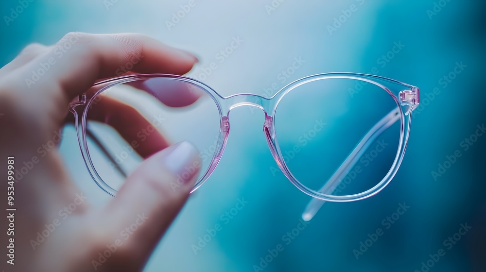 A Delicate Adjustment of Transparent Framed Glasses in Soft Focus A Delicate Adjustment of Transparent Framed Glasses in Soft Focus