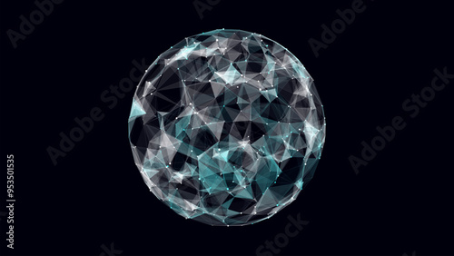 Vector sci-fi colors sphere with particles and lines. Concept network connection. Frame sphere. Abstract technology background.