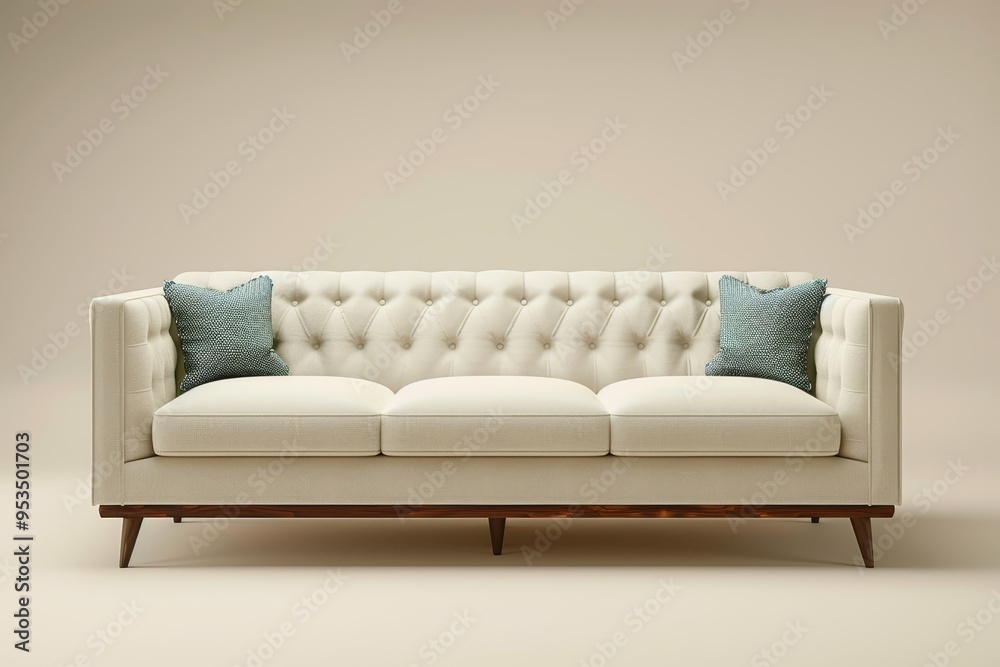 Fototapeta premium Modern sofa on light background, classic simplicity, nostalgic atmosphere