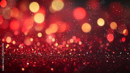 Festive red bokeh background with glittering lights, perfect for Christmas and New Years Eve parties. Concept of a dazzling holiday season.