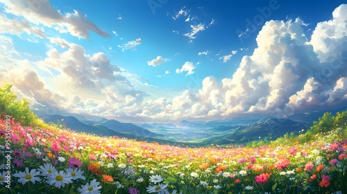 A Vibrant Tapestry of Colors: A Beautiful Japanese Meadow - colorful japan meadow very Beautiful