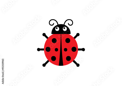 cute red ladybird flat design, ladybug with spread legs