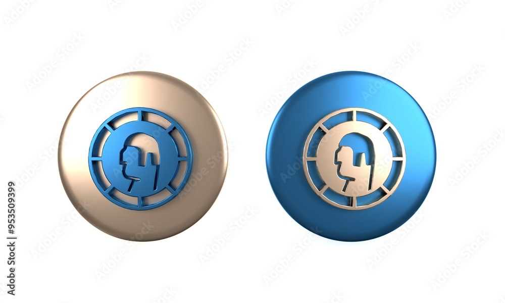 Fototapeta premium Colorful Ancient Greek coin icon isolated on white background. Circle button. 3D render illustration