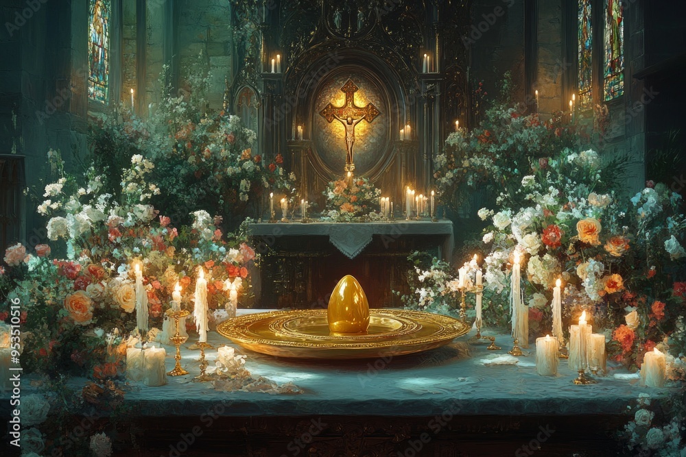 Fototapeta premium Eucharistic Host Altar Display Christianity Religion Spiritual Symbol